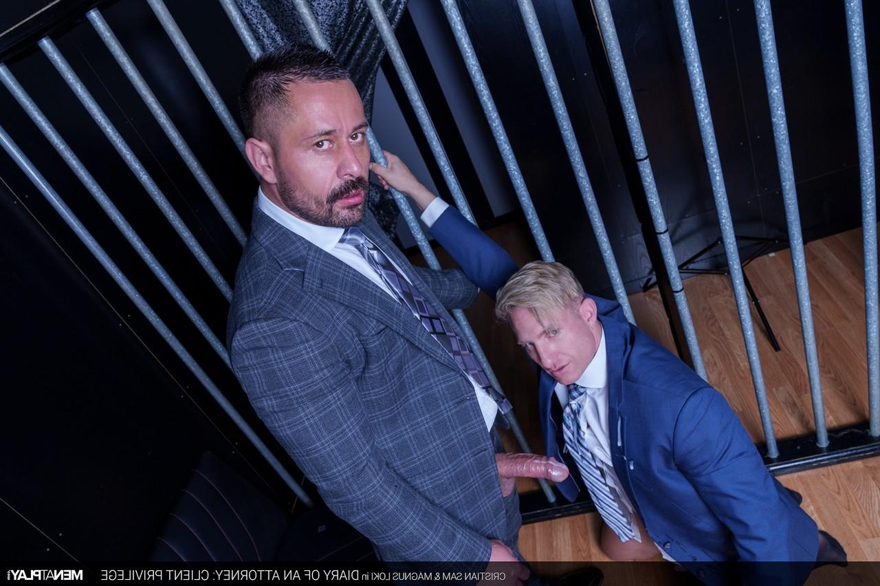 20P Muscular gay businessmen Cristian Sam and Magnus Loki ride each other's dick