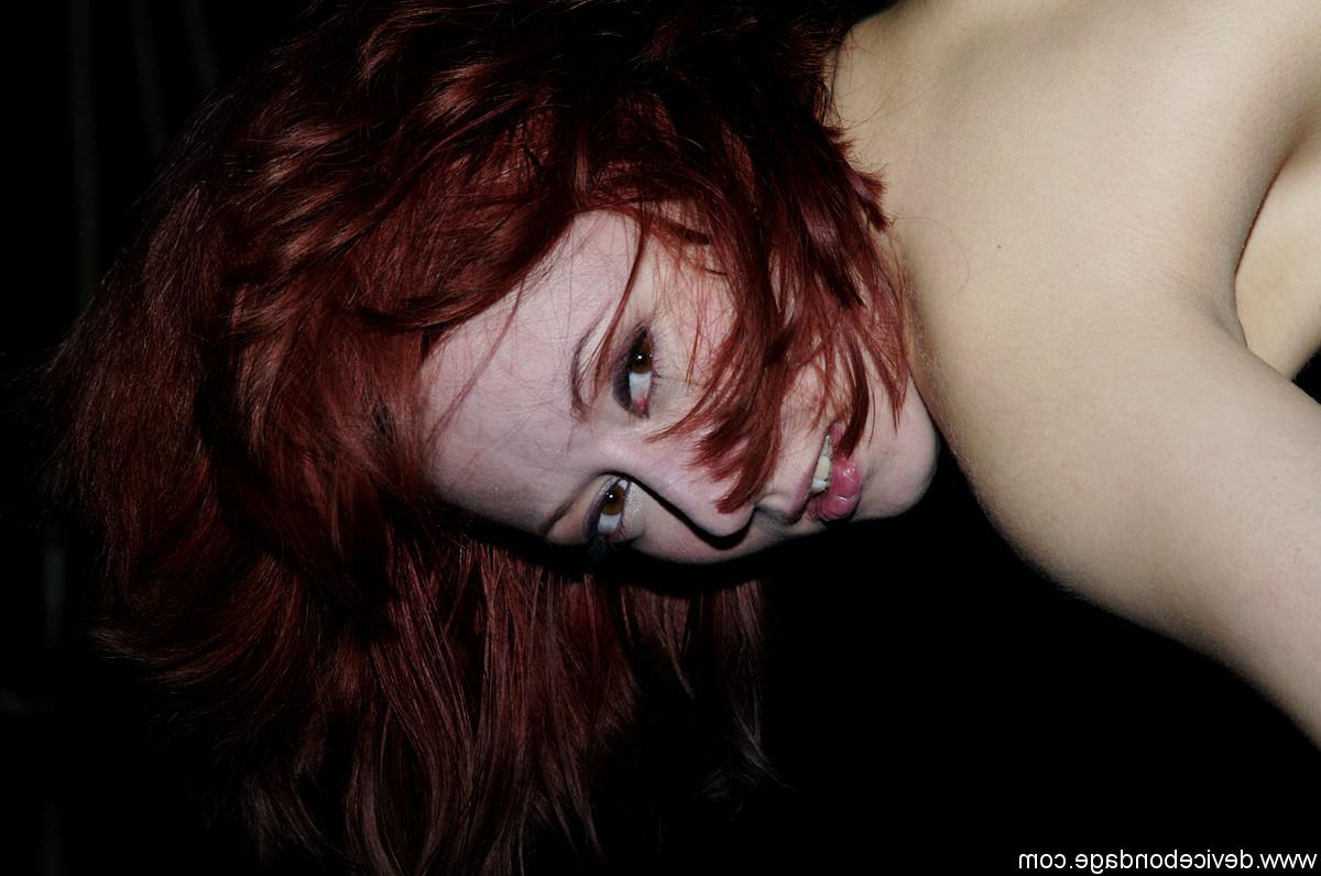 20P Redheaded submissive babe Sabrina Sparx gets cuffed and toyed by a dom