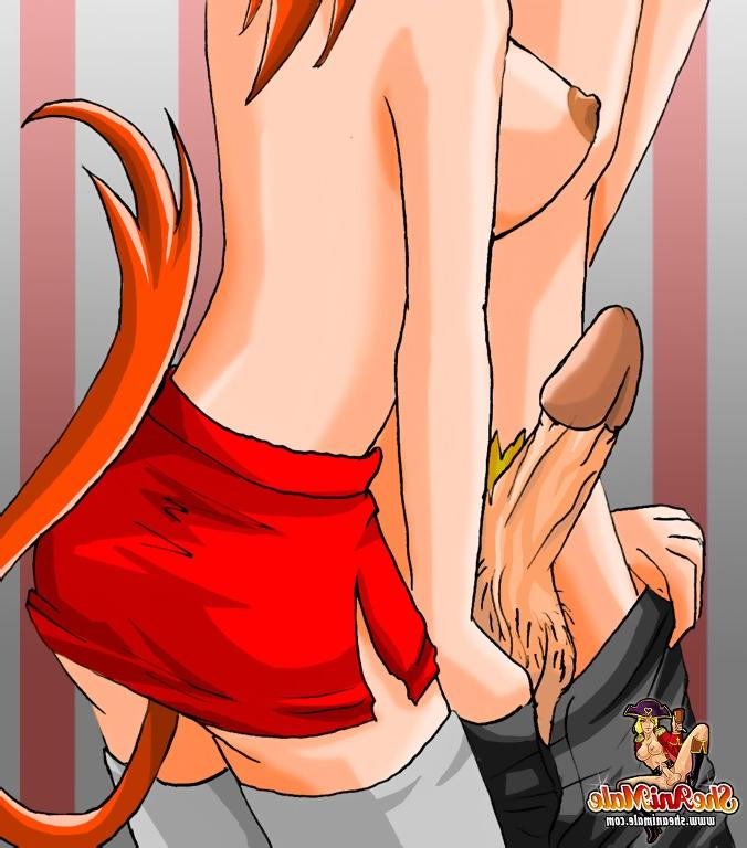 12P Foxy anime shemale folla el culo y la boca de un lindo rubio en el escritorio