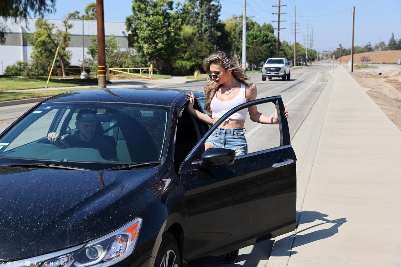 20P Transsexual hitchhiker gets picked up and ass fucked by an inked stranger