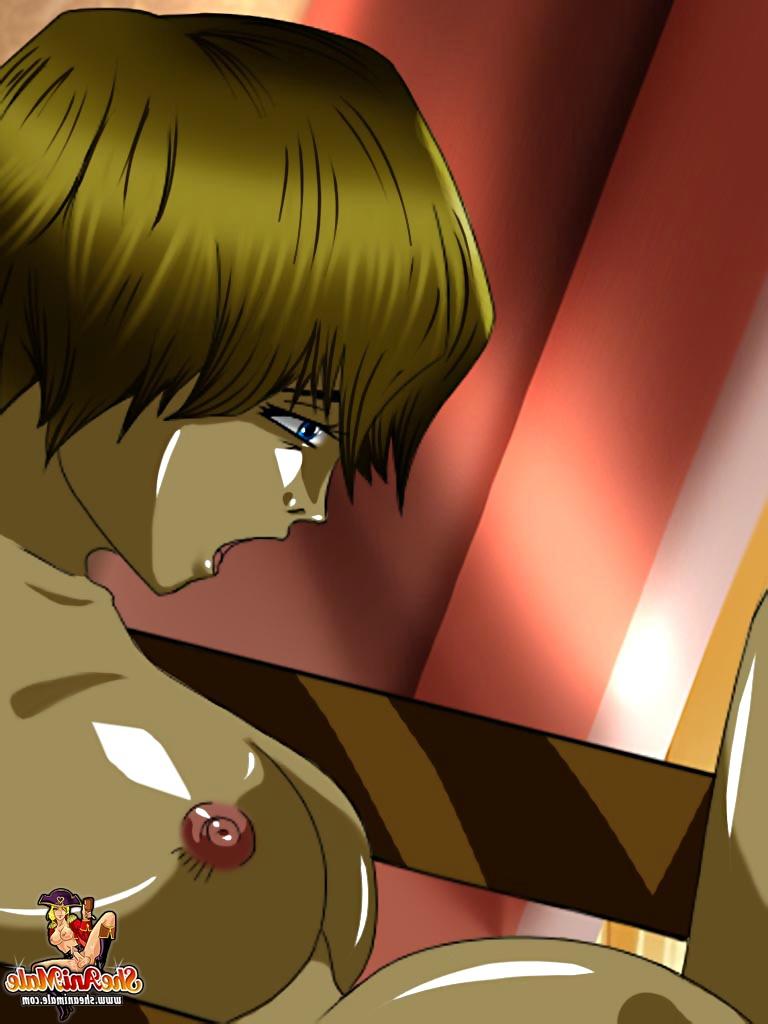 14P Busty anime shemale gets involved in an anal threesome with a horny couple