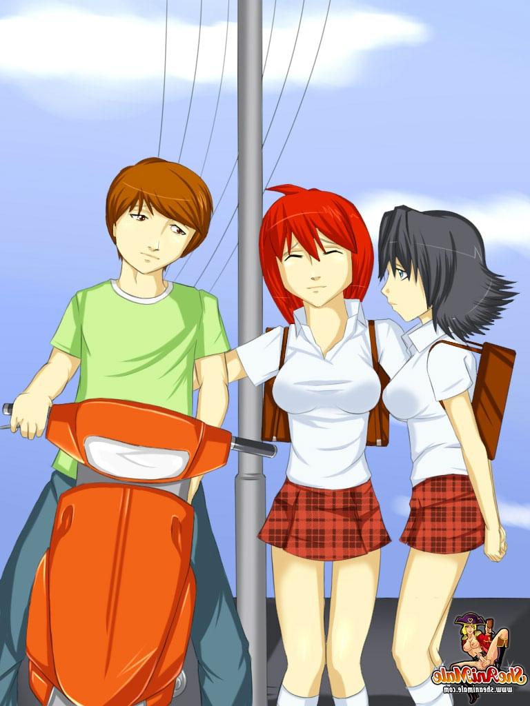 12P Pequenas colegiais travestis de anime curtindo um sexo anal a 3 com um menino bonito