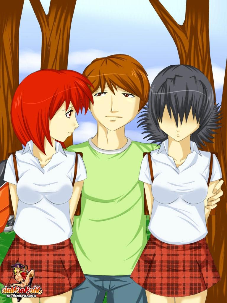 12P Pequenas colegiais travestis de anime curtindo um sexo anal a 3 com um menino bonito