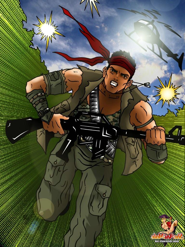 12P Muscular commando gets involved in a rough anime threesome with shemale babes