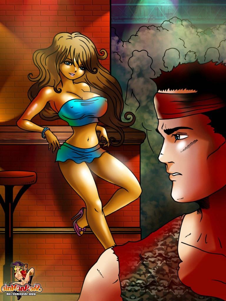 12P Muscular commando gets involved in a rough anime threesome with shemale babes