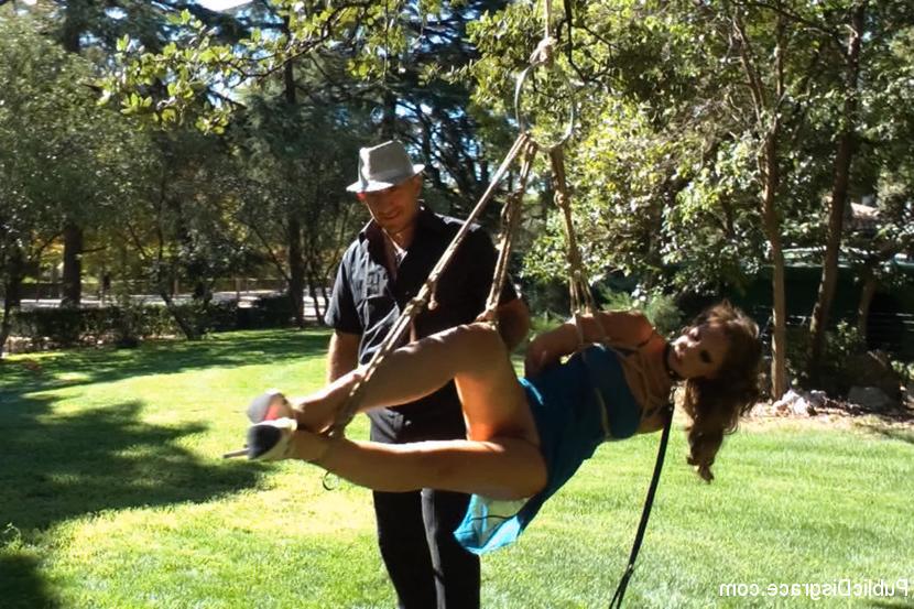 12P Cristal Cherry is suspended in a park before being being fucked in public