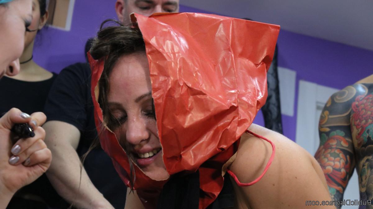 17P Brunette babe Betty Foxxx gets a thorough pounding in a public BDSM scene