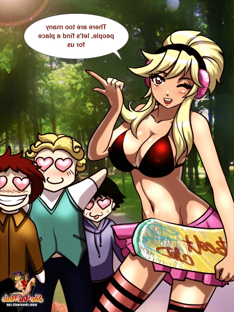 12P Duas bonecas skatistas travestis de anime se beijam em público e fazem sexo anal