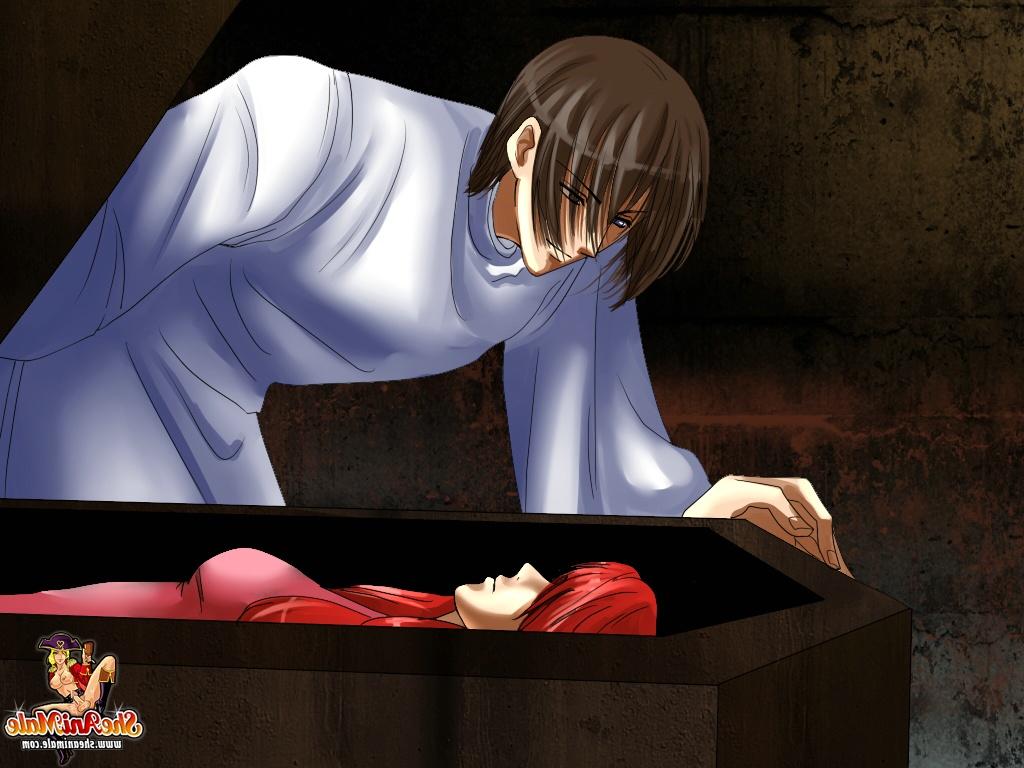 12P Transexual anime caliente vinculando a un semental con su gran polla después de ser mamada