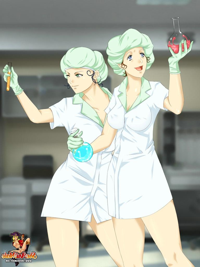 12P Anime shemale scientists bareback each other with their huge cocks in the lab