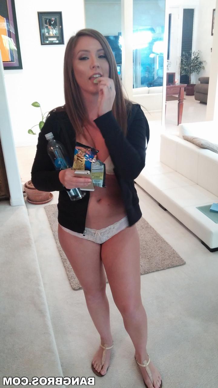 20P Naughty brunette Maddy O'Reilly sucks a BBC before taking it up her butthole