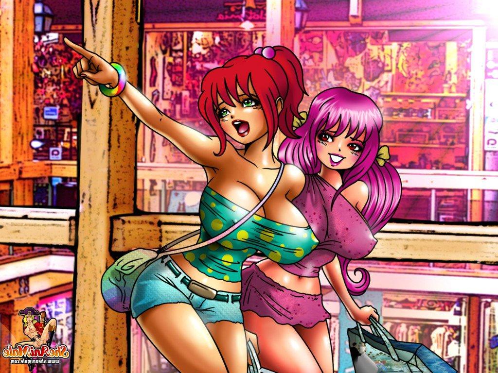 12P Ladrona transexual anime de pelo rosa se folla a un policía de grandes tetas en público