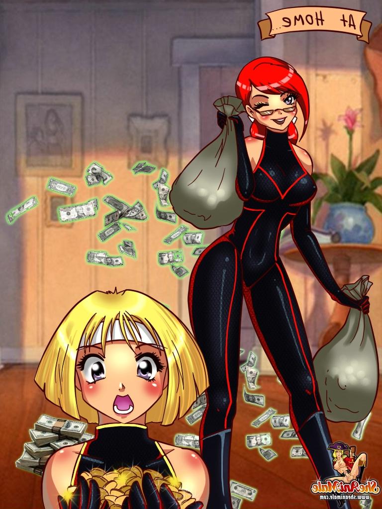 12P Ladrões travestis de anime roubam e fodem uma gata loira transexual em um trio