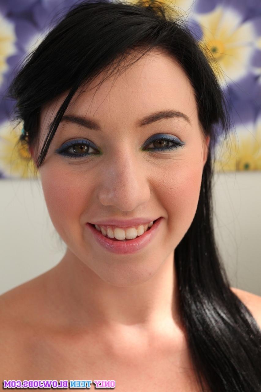 18P Fun-loving teen Megan Piper does sexy smiling striptease before POV blowjob