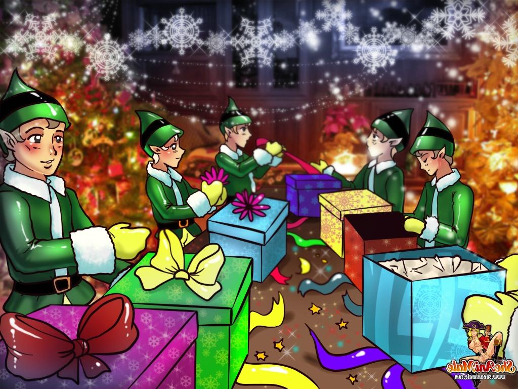 12P Cute shemale elves get involved in an anime orgy with a transsexual Santa