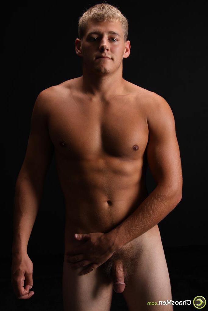 20P Nice-looking guy Lyle shows off his strong naked body & his hairy dick