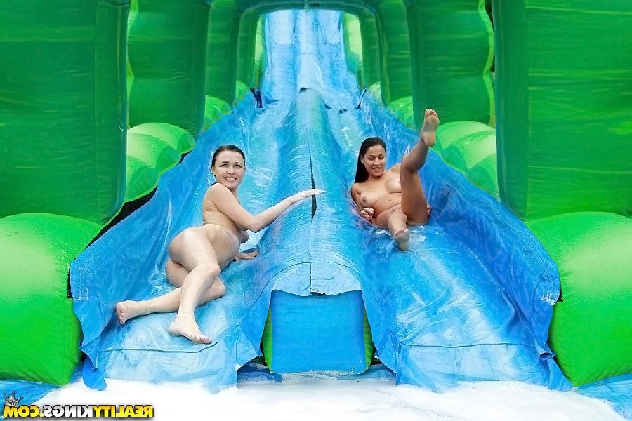 16P Seductive amateurs have some wet fun outdoor for some extra cash