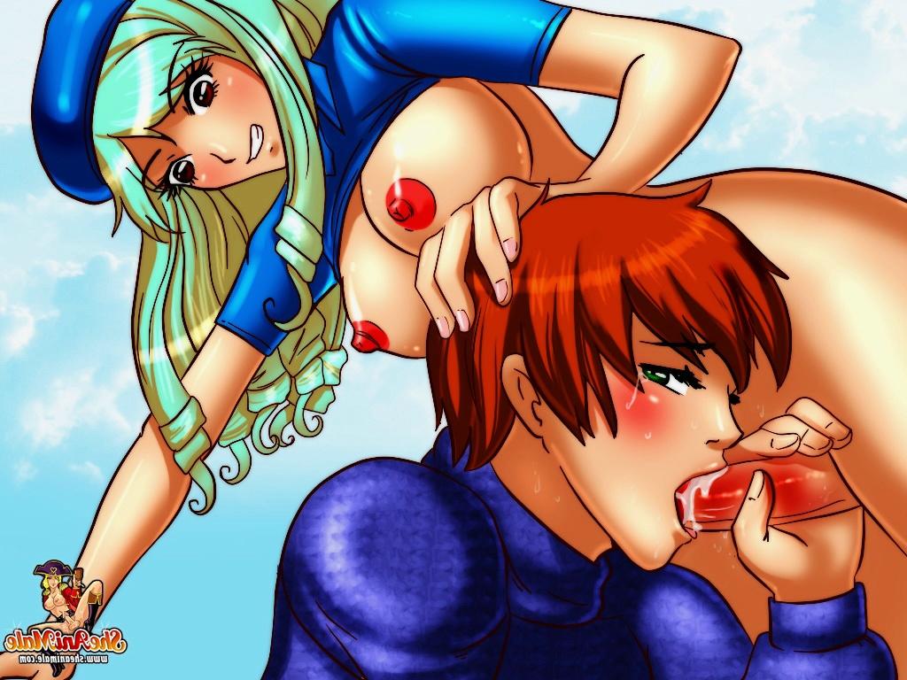 12P Animated tranny with no undies sticks her dong in her golf partner's asshole