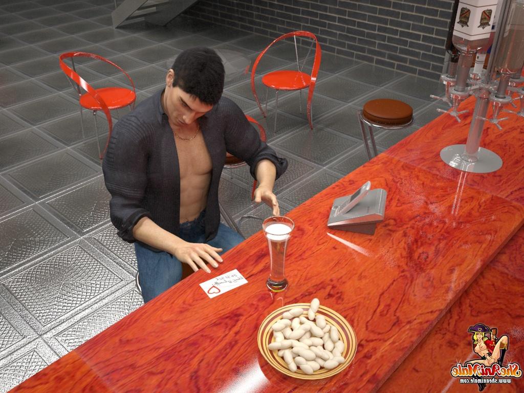 18P Animated trannies seduce and fuck a drunk man on an outdoor bench