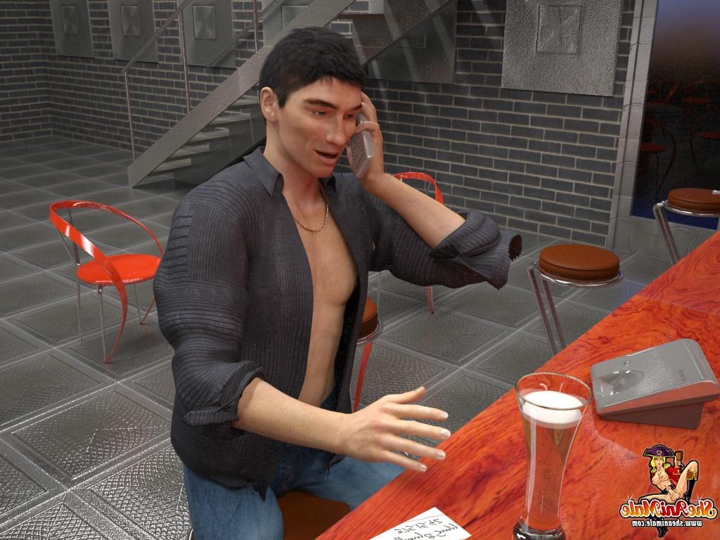 18P Animated trannies seduce and fuck a drunk man on an outdoor bench