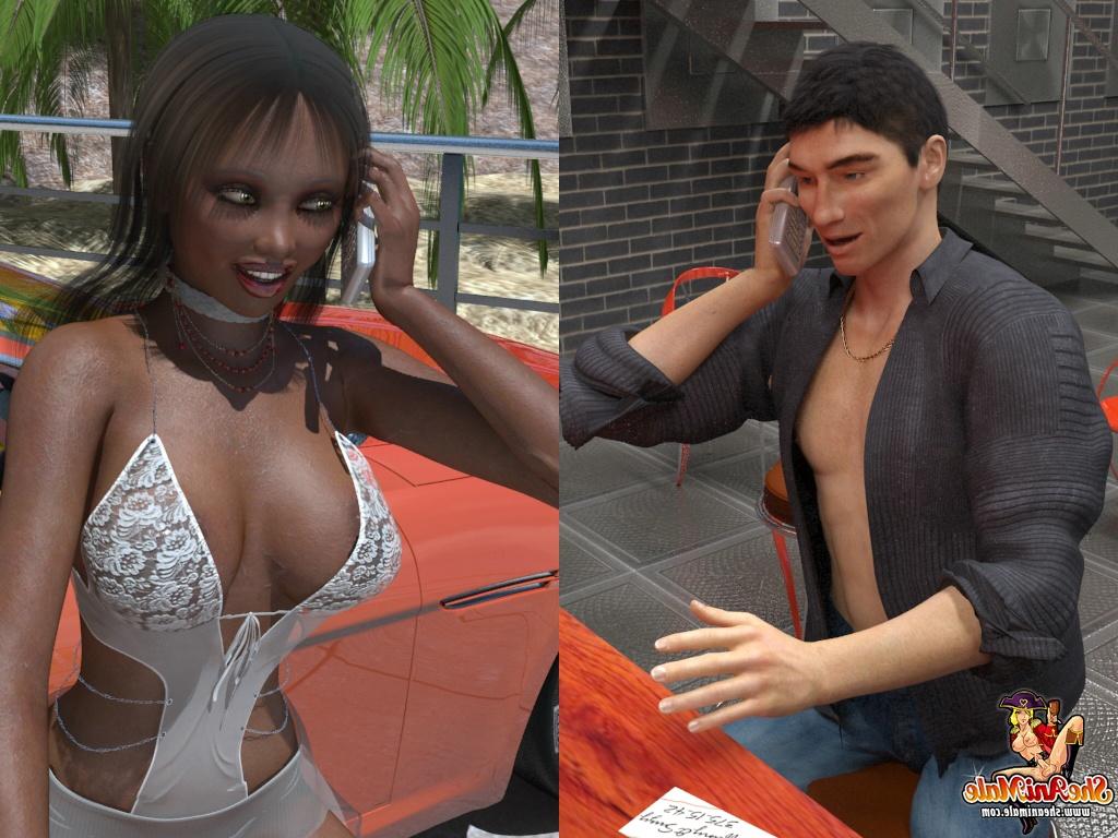 18P Animated trannies seduce and fuck a drunk man on an outdoor bench