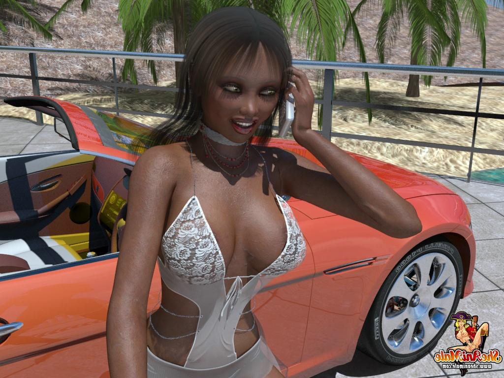 18P Animated trannies seduce and fuck a drunk man on an outdoor bench