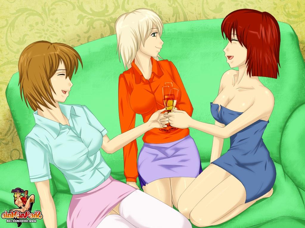 12P Animated trannies with big breasts strip and fuck each other after a card game