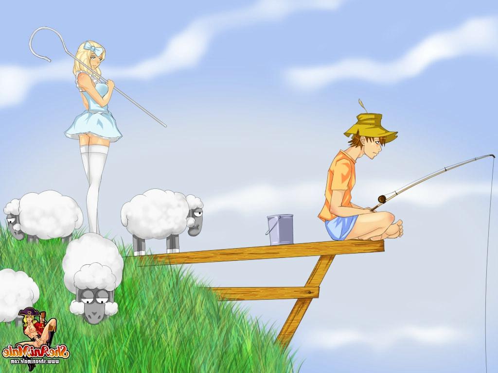 12P A fada loira do anime treina o cu do pescador em muitas poses em uma doca