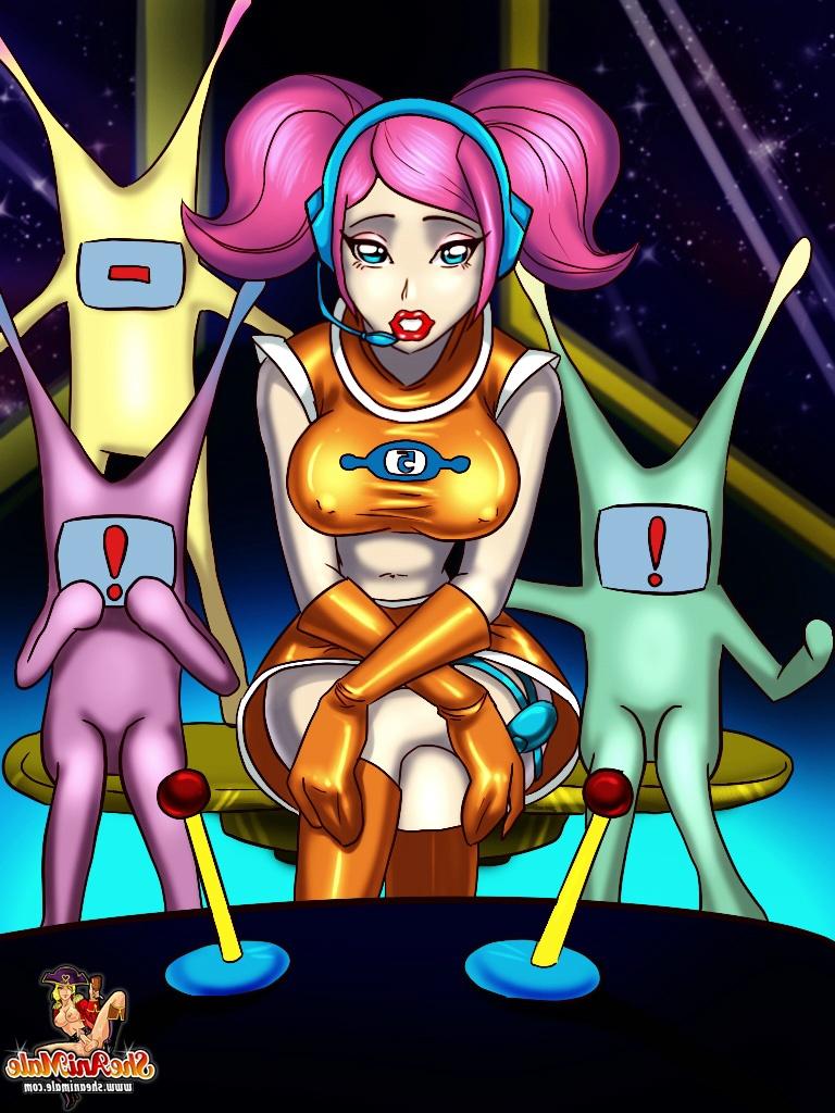 12P Animated space shemales with nice tits enjoy a hard threeway fuck