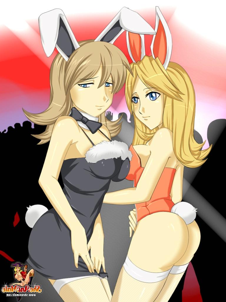 12P Conejitas transexuales de anime disfrutando de un trío anal salvaje con un chico lindo