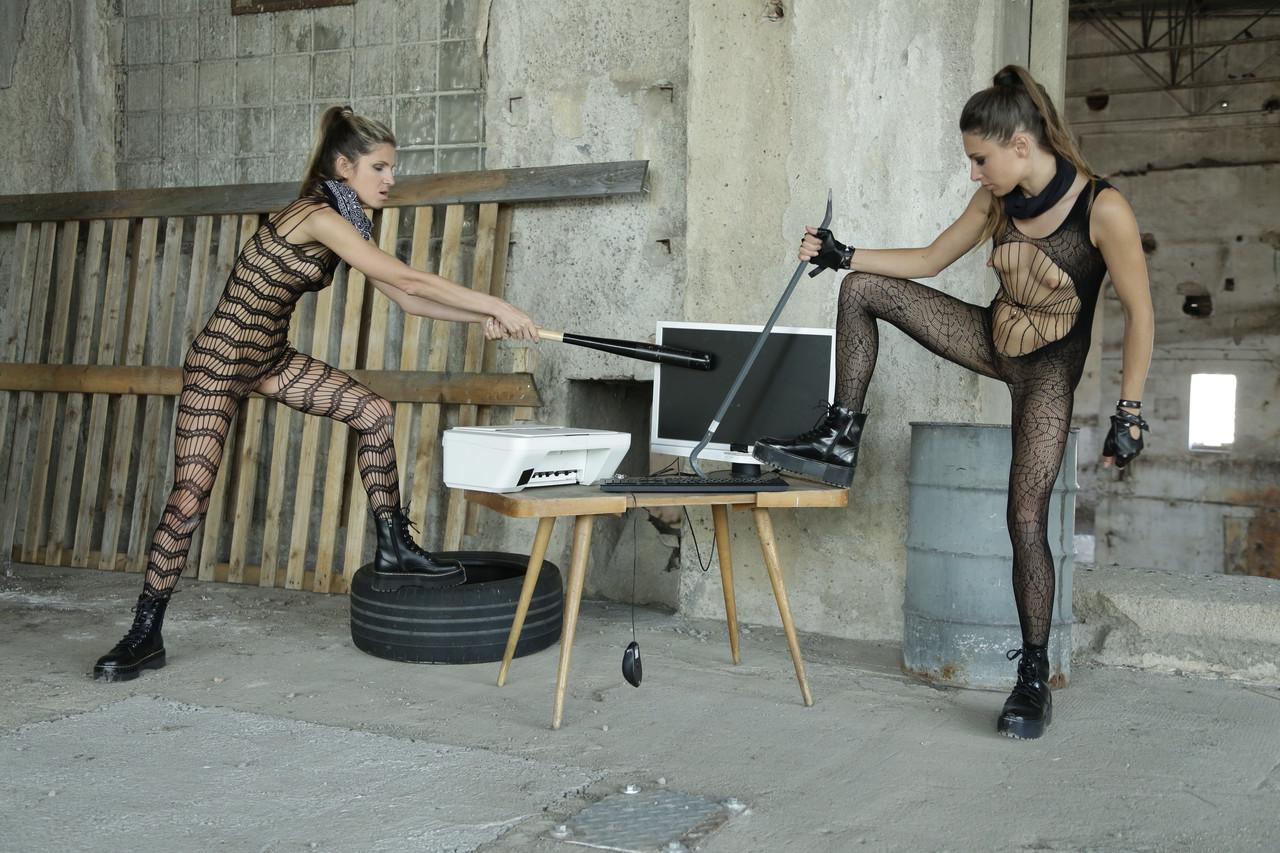 20P Lesbian vandals Gina Gerson & Talia Mint have sex in the abandoned building
