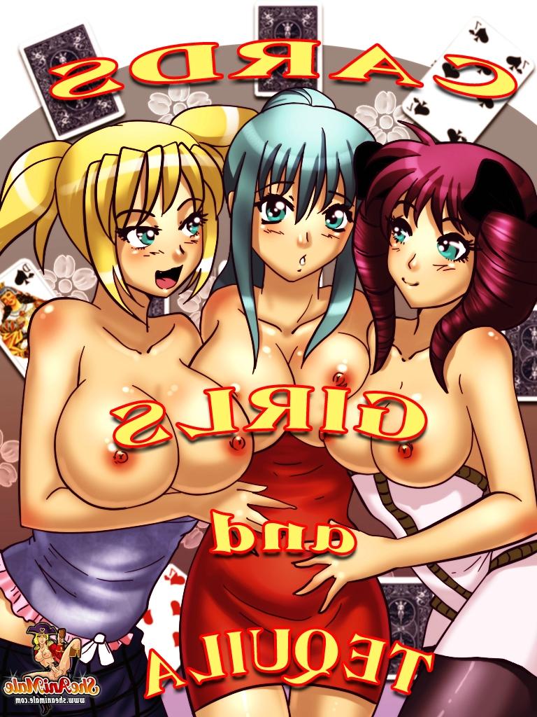 13P Des transsexuelles de dessins animés à gros seins se baisent et jouent avec du sperme collant