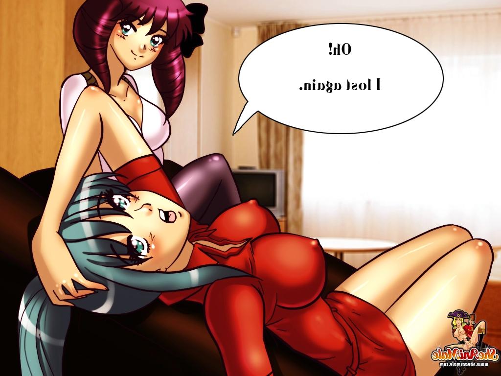 13P Des transsexuelles de dessins animés à gros seins se baisent et jouent avec du sperme collant