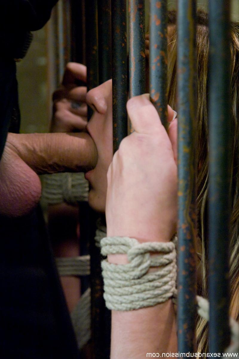 20P Big-breasted babe Trina Michaels gets a rough facefuck in rope bondage
