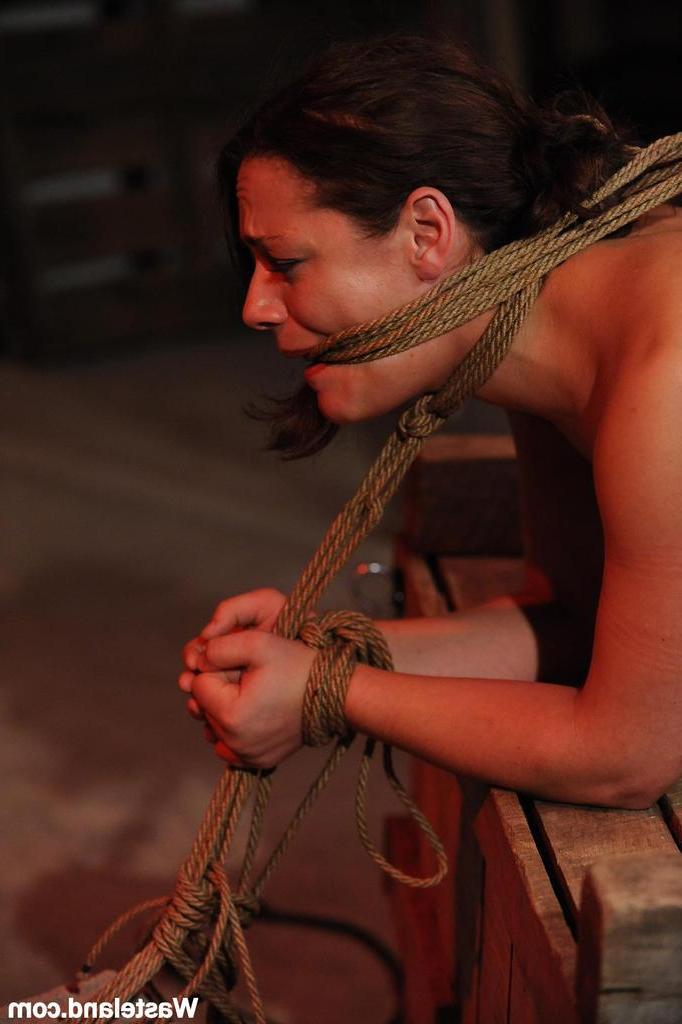 16P Rope bound and anal hooked mature lady endures a painful BDSM session