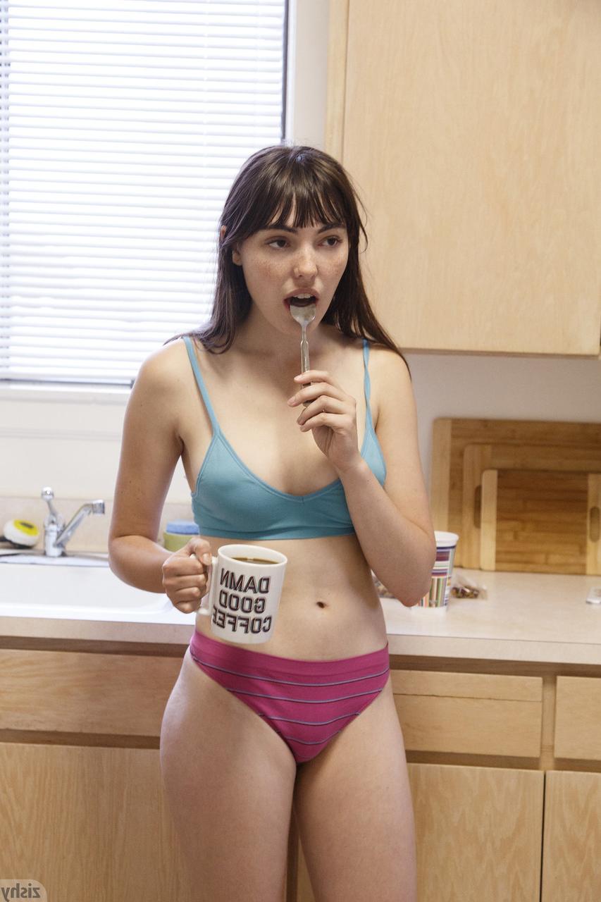12P Nerdy girlfriend Debbie Vogel takes off her bra and panties to go naked