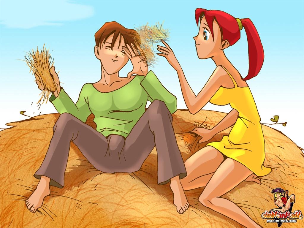 12P Redhead animated t-girl spreads legs for her boyfriends huge boner outdoors