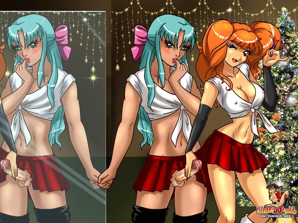 12P Busty anime shemales with big cocks fucking each other bareback