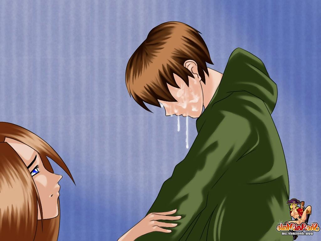 12P Travesti MILF seduz um lindo garoto de anime, puxa seu pau e fode seus buracos