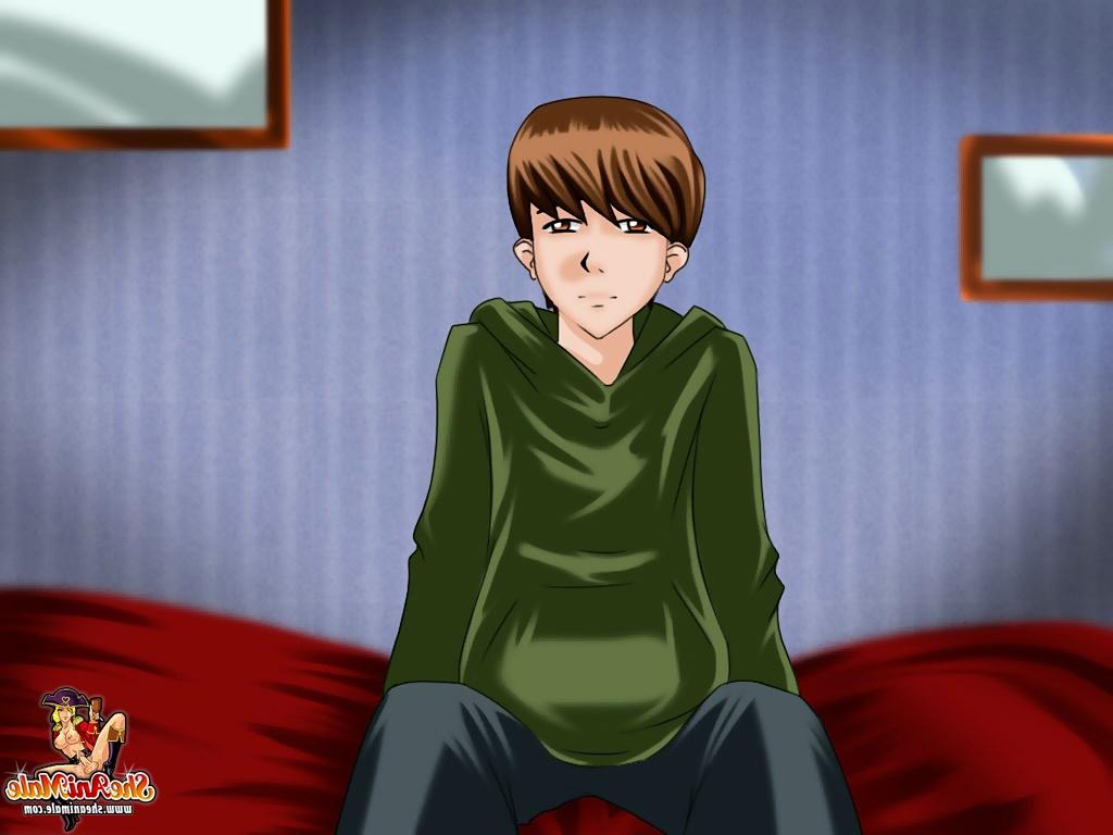 12P Travesti MILF seduz um lindo garoto de anime, puxa seu pau e fode seus buracos