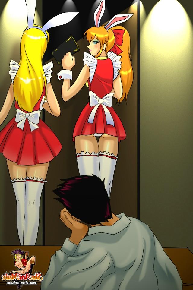 12P Two anime shemale rabbits surprise a cute boy and fuck his ass in a 3some