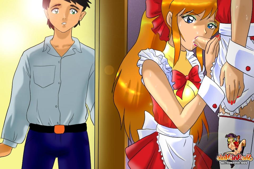 12P Two anime shemale rabbits surprise a cute boy and fuck his ass in a 3some