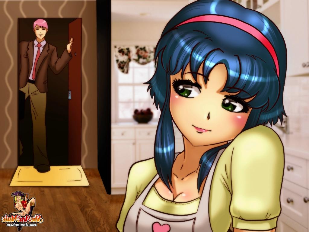 12P Travesti de anime de cabelo rosa transa com uma gata peituda na boca e na bunda no chuveiro