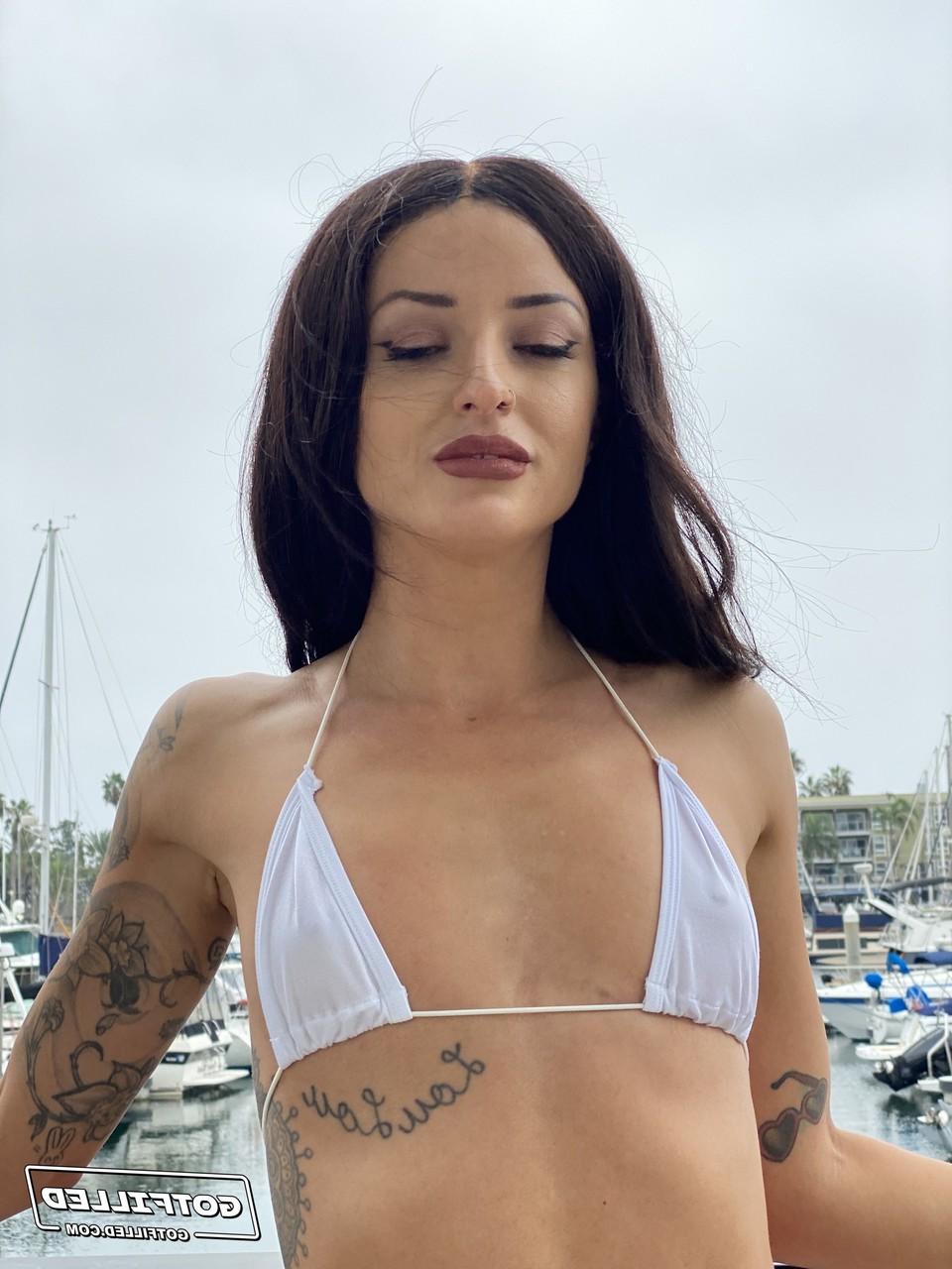 20P Slim cutie Charlie Valentine flaunts her amazing ass before sitting on a dick