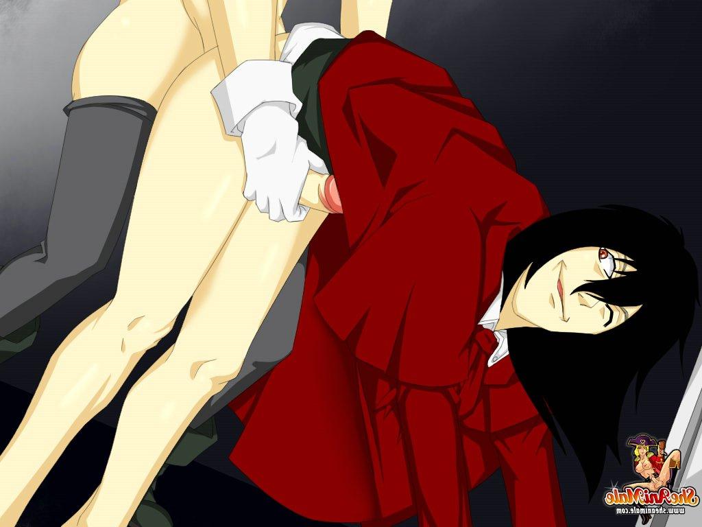 12P Animated ginger tranny with a fat dick gets rammed by a black haired guy