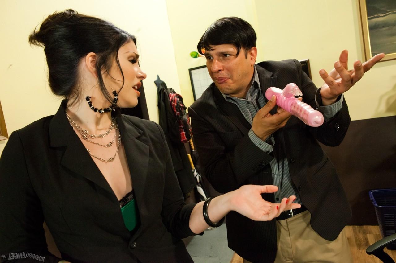 17P Emo girl caught with dildos shows teacher's a hot time in office group sex