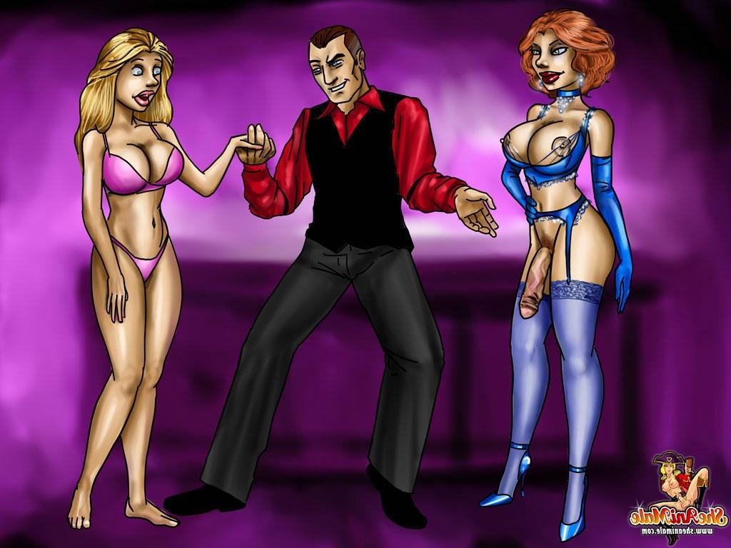 12P Anime shemales with big dicks & a stocky dude having a sizzling anal threesome