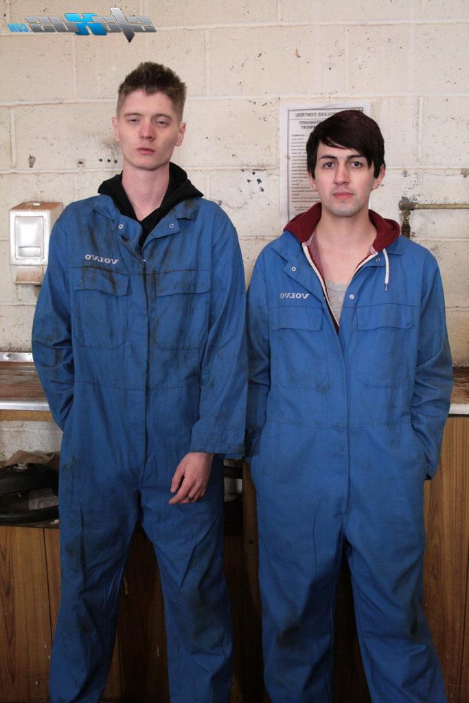 18P Three skinny twinks roll down their uniforms and fuck in a 3some