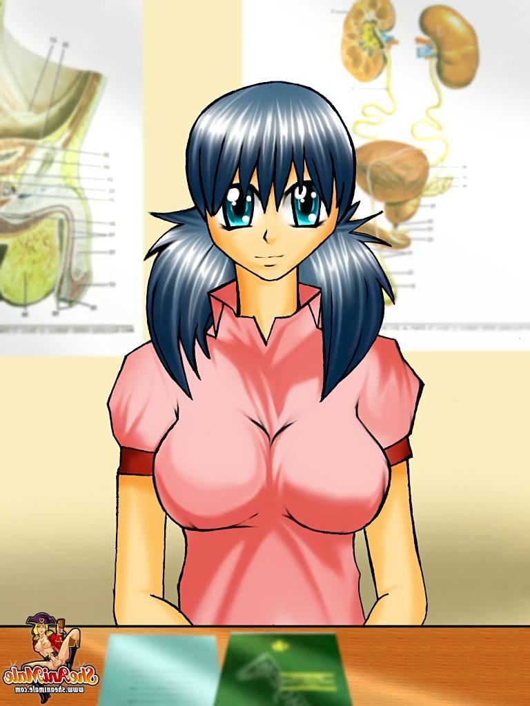 14P Colegiala anime de grandes tetas le da su coño a tres travestis para embestir