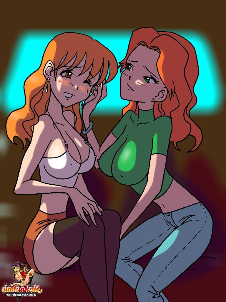 12P Transexual animada con grandes tetas se folla a una nena bisexual pelirroja tetona y caliente